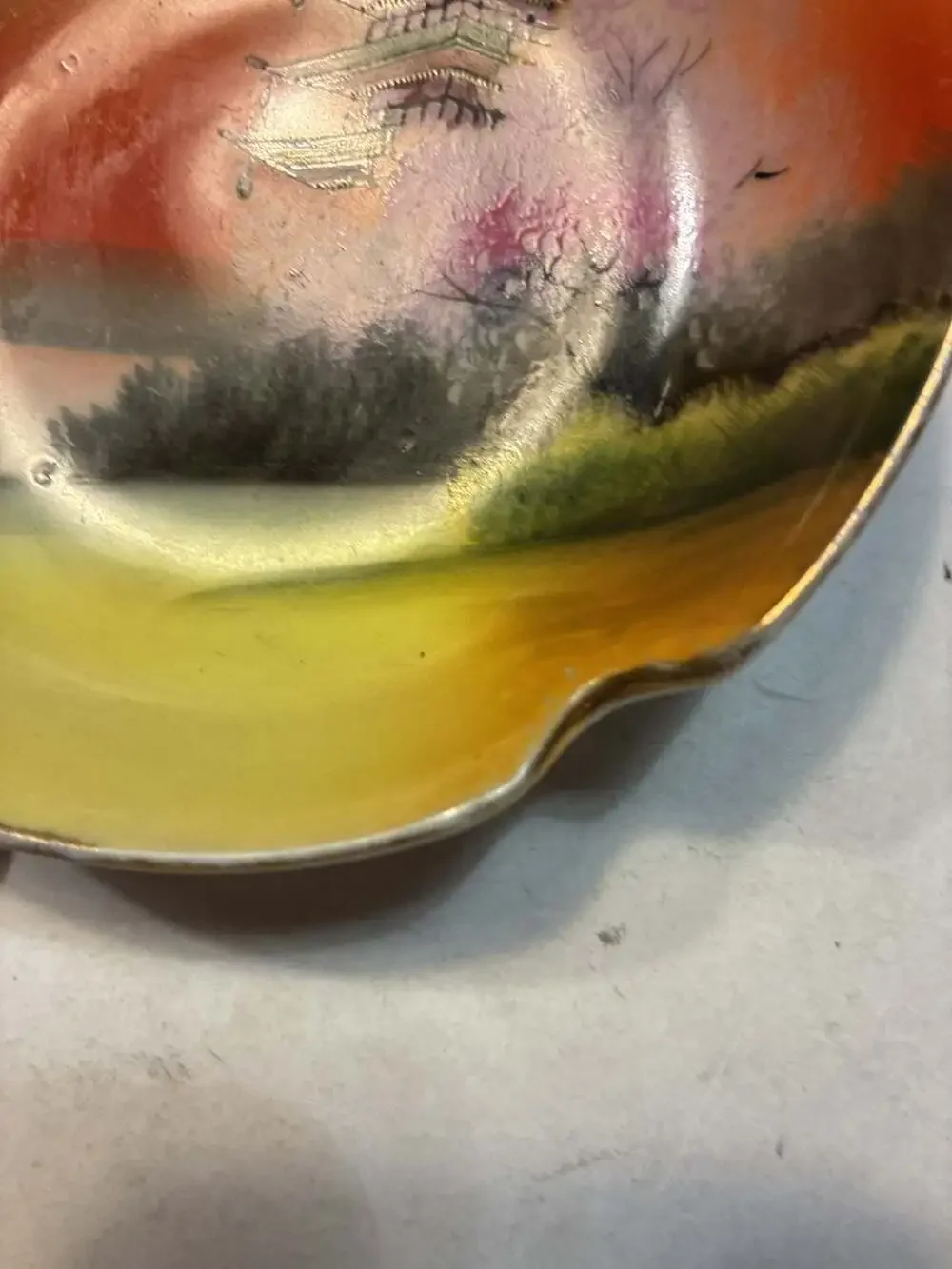 Vintage Noritake Japanese Porcelain Small Bowl with Hand-Painted Pagoda Landscap